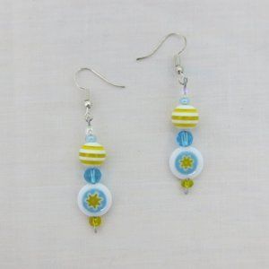 New Blue & Yellow Hand Crafted Dangle Earrings